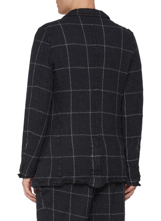 Back View - Click To Enlarge - COMME DES GARÇONS SHIRT - Wrinkled Windowpane Checkered Single Breasted Wool Blazer