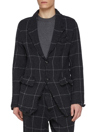 Main View - Click To Enlarge - COMME DES GARÇONS SHIRT - Wrinkled Windowpane Checkered Single Breasted Wool Blazer