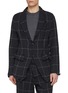 Main View - Click To Enlarge - COMME DES GARÇONS SHIRT - Wrinkled Windowpane Checkered Single Breasted Wool Blazer