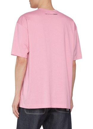 Back View - Click To Enlarge - COMME DES GARÇONS SHIRT - Oversized Back Logo Cotton T-Shirt