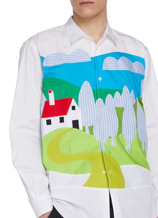  - COMME DES GARÇONS SHIRT - Farmhouse Scenery Striped Patchwork Cotton Shirt
