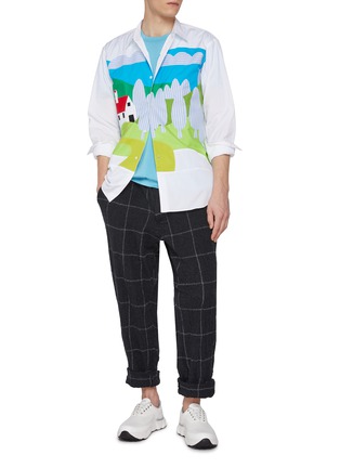 Figure View - Click To Enlarge - COMME DES GARÇONS SHIRT - Farmhouse Scenery Striped Patchwork Cotton Shirt