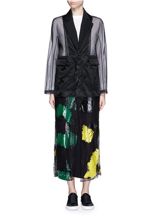 Main View - Click To Enlarge - TOGA ARCHIVES - Coated paint mesh hem organdy long coat