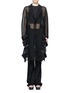 Detail View - Click To Enlarge - TOGA ARCHIVES - Lapel overlay ruffle hem mesh coat
