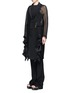 Front View - Click To Enlarge - TOGA ARCHIVES - Lapel overlay ruffle hem mesh coat