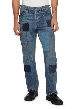 Main View - Click To Enlarge - FDMTL - Patchwork Medium Wash Jeans
