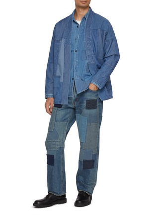 Figure View - Click To Enlarge - FDMTL - Patchwork Medium Wash Jeans