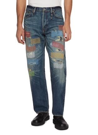 Main View - Click To Enlarge - FDMTL - Contrast Stitch Medium Wash Jeans