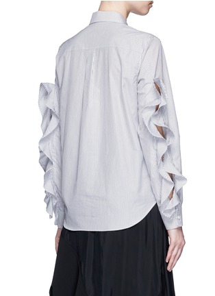 Back View - Click To Enlarge - TOGA ARCHIVES - Cutout ruffle sleeve stripe poplin shirt