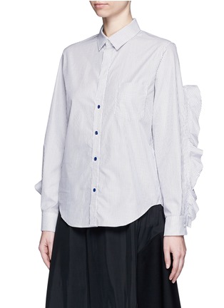 Front View - Click To Enlarge - TOGA ARCHIVES - Cutout ruffle sleeve stripe poplin shirt
