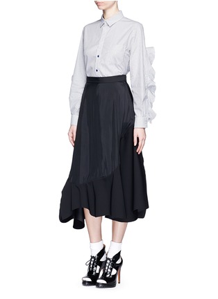 Figure View - Click To Enlarge - TOGA ARCHIVES - Cutout ruffle sleeve stripe poplin shirt