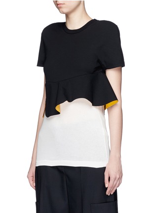 Front View - Click To Enlarge - TOGA ARCHIVES - Extended hem contrast peplum waist top