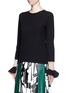 Front View - Click To Enlarge - TOGA ARCHIVES - Contrast flared cuff jersey top