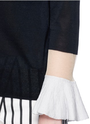 Detail View - Click To Enlarge - TOGA ARCHIVES - Colourblock mesh bell sleeve floating sweater