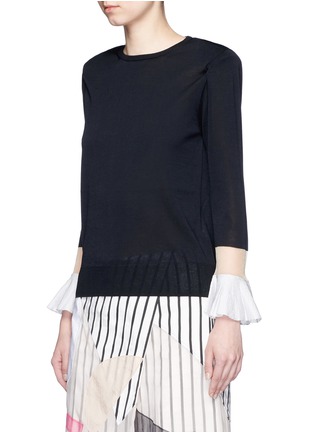 Front View - Click To Enlarge - TOGA ARCHIVES - Colourblock mesh bell sleeve floating sweater