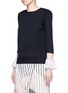 Front View - Click To Enlarge - TOGA ARCHIVES - Colourblock mesh bell sleeve floating sweater