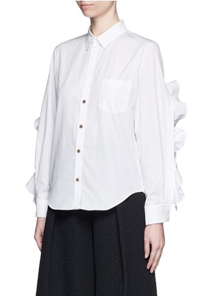 Front View - Click To Enlarge - TOGA ARCHIVES - Cutout ruffle sleeve poplin shirt