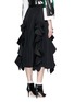 Back View - Click To Enlarge - TOGA ARCHIVES - Coated ruffle trim midi skirt