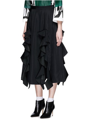Front View - Click To Enlarge - TOGA ARCHIVES - Coated ruffle trim midi skirt