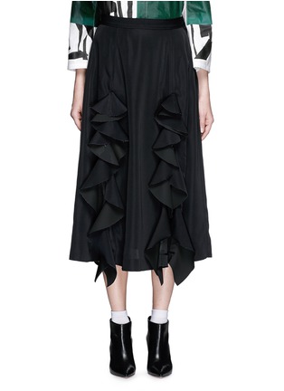 Main View - Click To Enlarge - TOGA ARCHIVES - Coated ruffle trim midi skirt