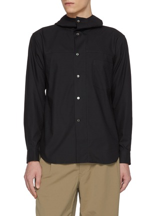 Main View - Click To Enlarge - COMME DES GARÇONS HOMME DEUX - Dobby Diamond Hooded Cotton Shirt