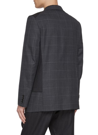 Back View - Click To Enlarge - COMME DES GARÇONS HOMME DEUX - Zipper Detail Layered Check Single Breasted Blazer