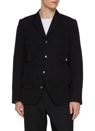 Main View - Click To Enlarge - COMME DES GARÇONS HOMME DEUX - Pleated Front Single Breasted Wool Blazer
