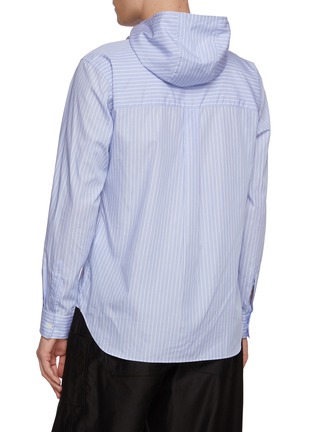 Back View - Click To Enlarge - COMME DES GARÇONS HOMME DEUX - Hooded Striped Cotton Shirt