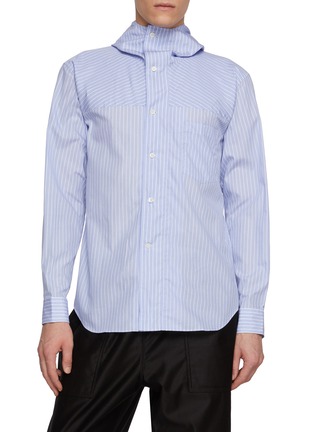 Main View - Click To Enlarge Main View - Click To Enlarge - COMME DES GARÇONS HOMME DEUX - Hooded Striped Cotton Shirt