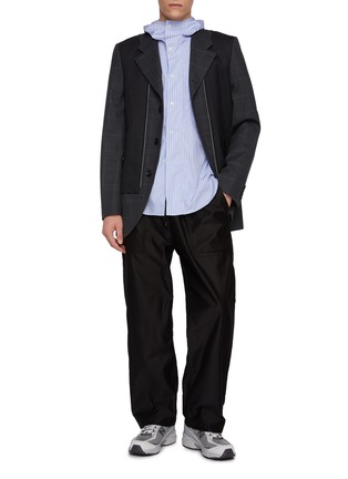 Figure View - Click To Enlarge - COMME DES GARÇONS HOMME DEUX - Hooded Striped Cotton Shirt