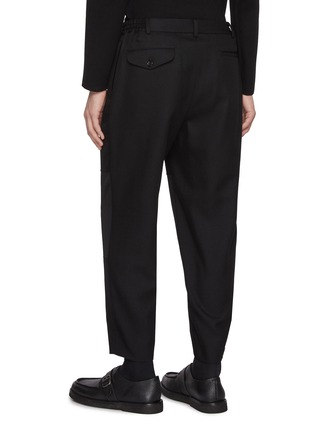 Back View - Click To Enlarge - COMME DES GARÇONS HOMME DEUX - Elasticated Waist Panelled Knee Wool Pants