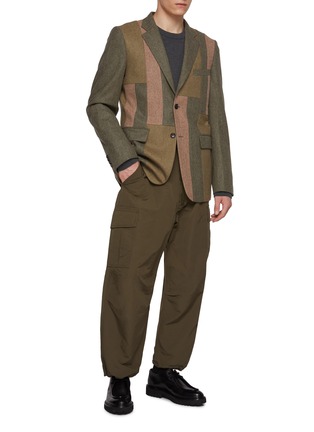 Figure View - Click To Enlarge - COMME DES GARÇONS HOMME DEUX - Single Breasted Patchwork Flannel Blazer