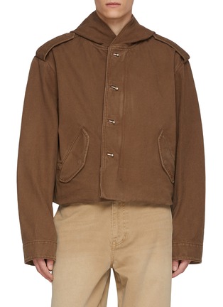 Main View - Click To Enlarge - WE11DONE - Cropped Hook Fastening Cotton Jacket