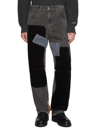 Main View - Click To Enlarge - WE11DONE - Grunge Patchwork Cotton Corduroy Pants