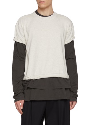 Main View - Click To Enlarge - WE11DONE - Long Sleeve Triple Layered Cotton T-Shirt