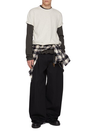 Figure View - Click To Enlarge - WE11DONE - Long Sleeve Triple Layered Cotton T-Shirt