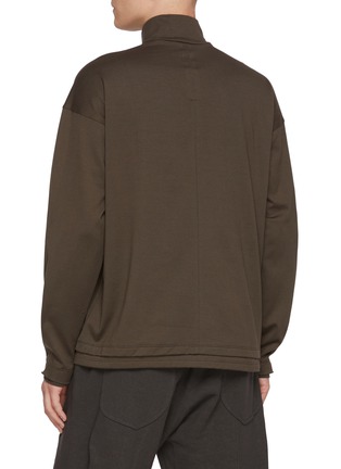 Back View - Click To Enlarge - THE VIRIDI-ANNE - Diagonal Button Mock Neck Cotton T-Shirt