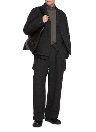 Figure View - Click To Enlarge - THE VIRIDI-ANNE - Layered Single Breasted Linen Wool Blazer