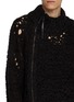  - THE VIRIDI-ANNE - Distressed Asymmetrical Zipped Mélange Knit Sweater