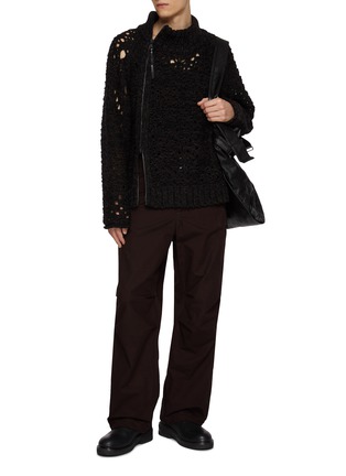 Figure View - Click To Enlarge - THE VIRIDI-ANNE - Distressed Asymmetrical Zipped Mélange Knit Sweater