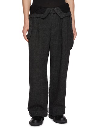 Main View - Click To Enlarge - THE VIRIDI-ANNE - Suspender Strap Linen Wool Pants