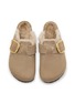 Detail View - Click To Enlarge - BIRKENSTOCK - Boston Big Buckle Shearling Nubuck Leather Clogs