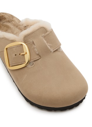 Detail View - Click To Enlarge - BIRKENSTOCK - Boston Big Buckle Shearling Nubuck Leather Clogs