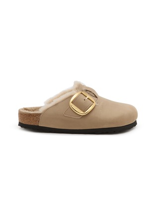 Main View - Click To Enlarge - BIRKENSTOCK - Boston Big Buckle Shearling Nubuck Leather Clogs