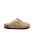 Main View - Click To Enlarge - BIRKENSTOCK - Boston Big Buckle Shearling Nubuck Leather Clogs