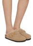 Figure View - Click To Enlarge - BIRKENSTOCK - Boston Big Buckle Shearling Nubuck Leather Clogs
