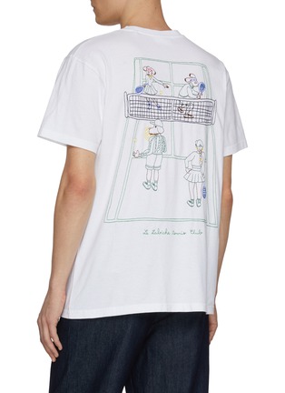 Back View - Click To Enlarge - MAISON LABICHE - Tennis Game Embroidery Cotton T-Shirt