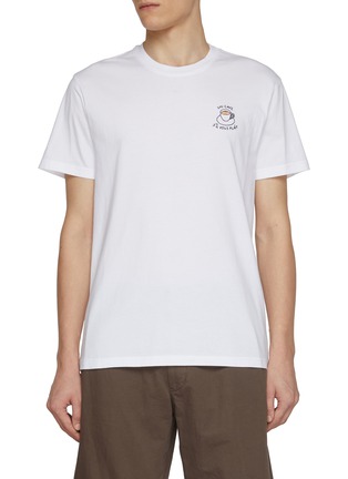 Main View - Click To Enlarge - MAISON LABICHE - Un Café Embroidery Cotton T-Shirt