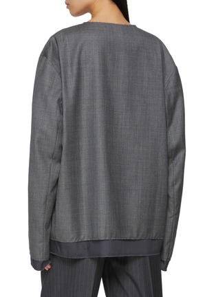 Back View - Click To Enlarge - SONIA CARRASCO - Long Sleeve Tailored Pinstripe Wool Top