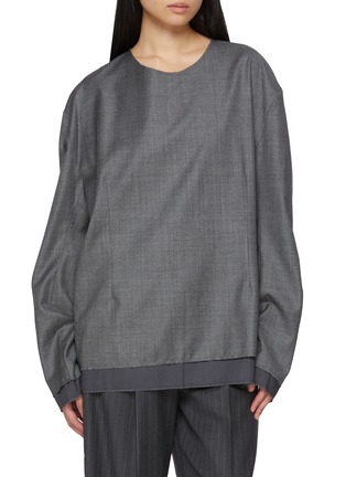 Main View - Click To Enlarge - SONIA CARRASCO - Long Sleeve Tailored Pinstripe Wool Top